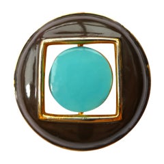 PIERRE CARDIN 1960's rotating circle in square brooch