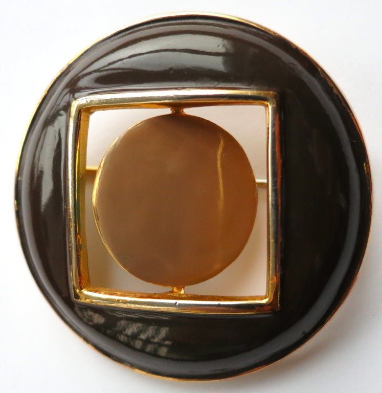 PIERRE CARDIN 1960's rotating circle in square brooch 3