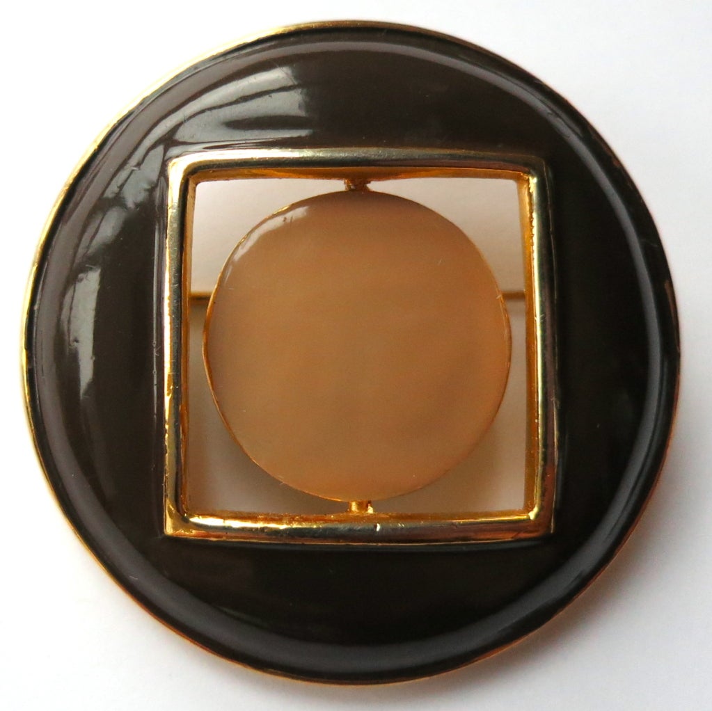 PIERRE CARDIN 1960's rotating circle in square brooch 4
