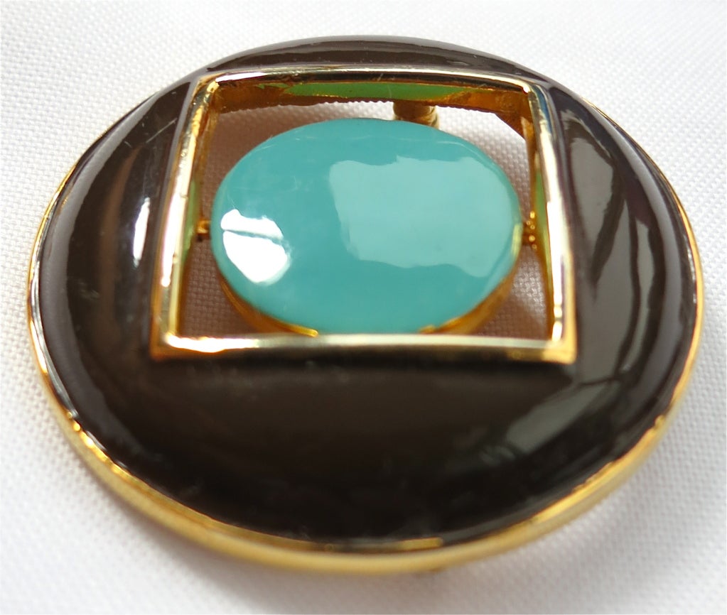 PIERRE CARDIN 1960's rotating circle in square brooch 5