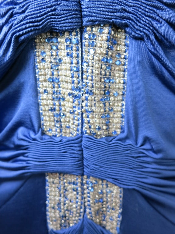 ROBERTO CAVALLI Sapphire blue crystal halter neck evening dress 1