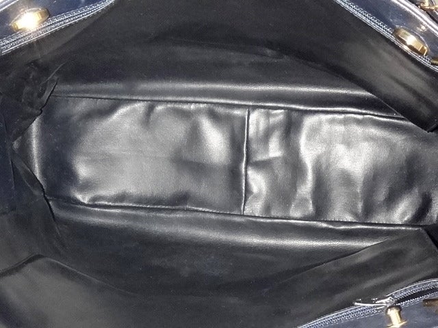 Vintage CHANEL PARIS 1990's era Dark navy leather large tote bag 5
