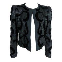 Vintage CAROLINA HERRERA 1980's Black lace & velvet jacket