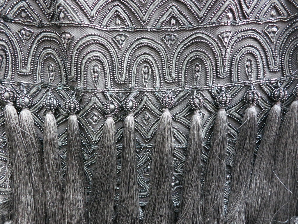 OSCAR DE LA RENTA Hand beaded silk tassel lace detail skirt
