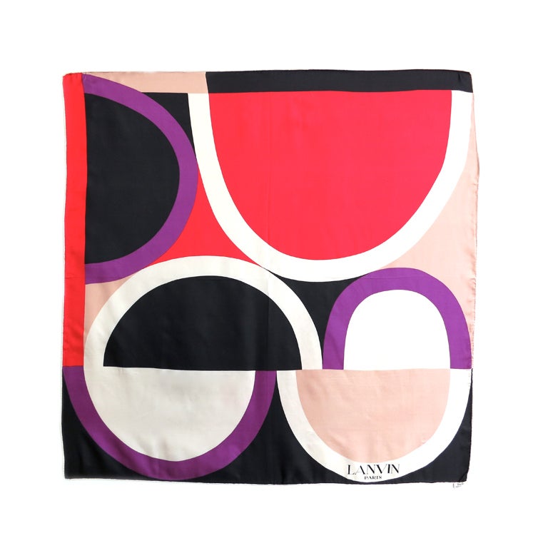 Vintage LANVIN PARIS 1960's era geometric silk scarf