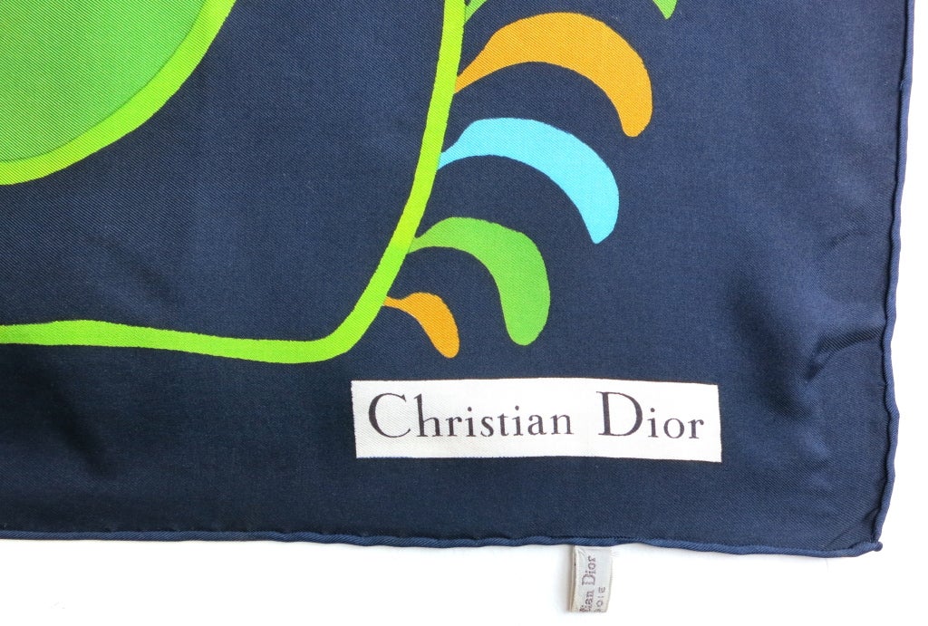 Black Vintage CHRISTIAN DIOR 1960's era silk scarf