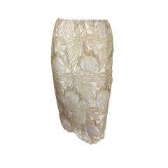 Vintage MARY MCFADDEN 1980's era fine gold Lurex lace skirt