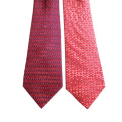 Vintage HERMES PARIS Red printed men's silk neckties
