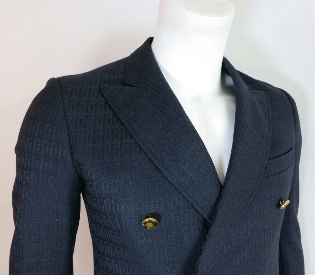 Black Vintage PIERRE CARDIN 1960's Geometric jacquard blazer For Sale