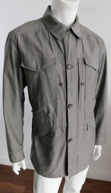 ASPREY LONDON Herringbone weave utility jacket w shoulder strap