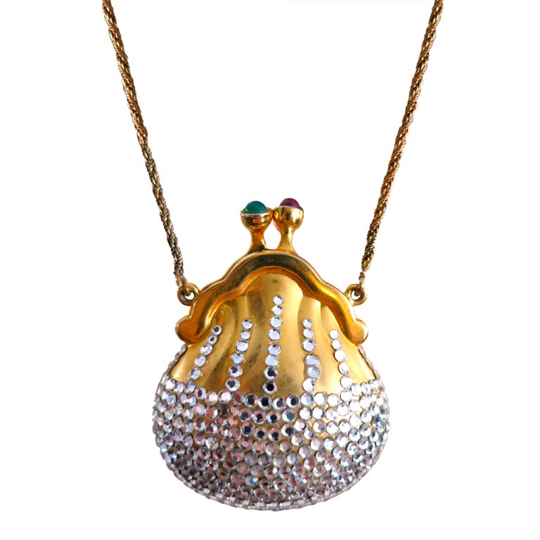 JUDTIH LEIBER mini crystal purse pendant necklace at 1stdibs