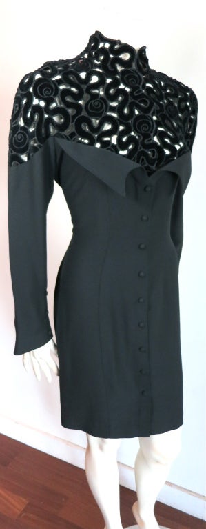 Vintage THIERRY MUGLER 1980's era velvet cut out applique dress 3