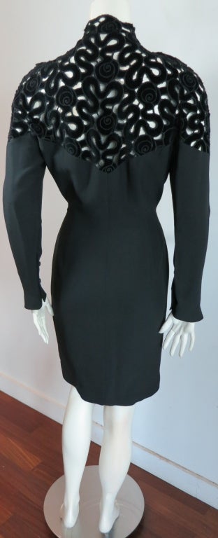 Vintage THIERRY MUGLER 1980's era velvet cut out applique dress 4