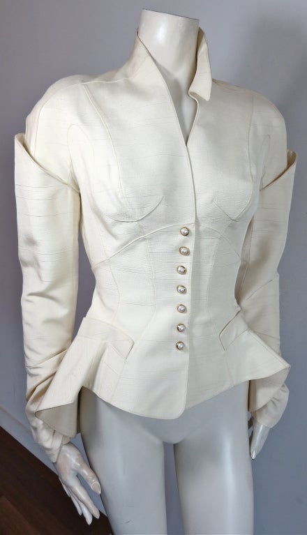 Vintage THIERRY MUGLER 1980's Shantung silk articulated jacket