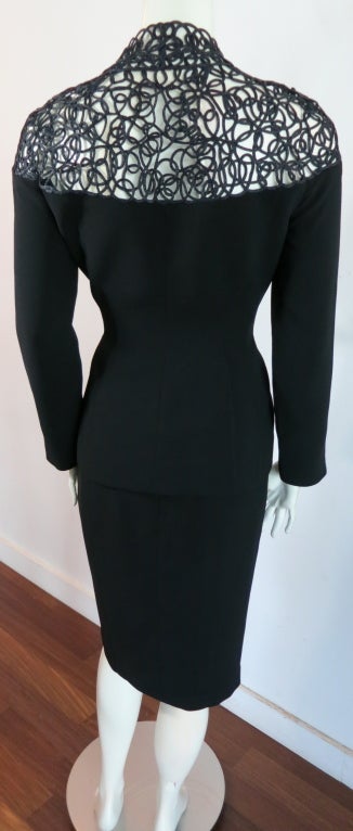 Vintage THIERRY MUGLER 1980's spiral rope detail skirt suit 2
