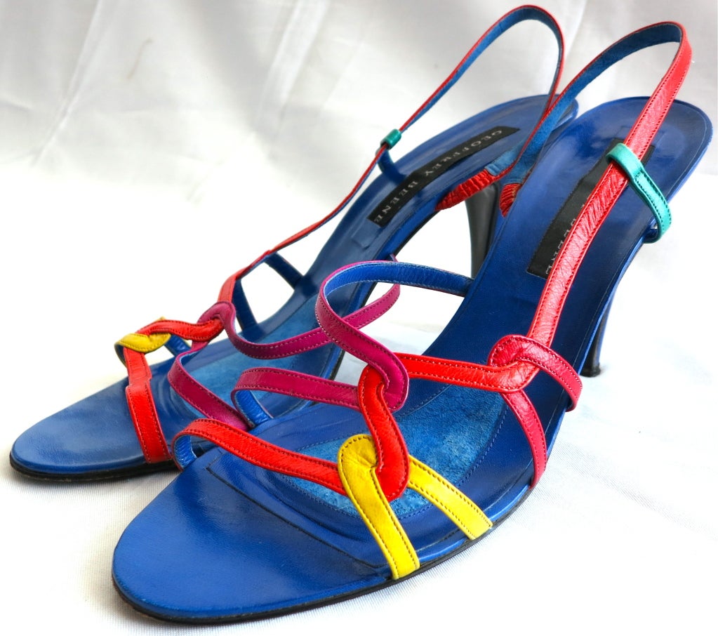 Women's GEOFFREY BEENE early 1990's era colorful leather slingback heels