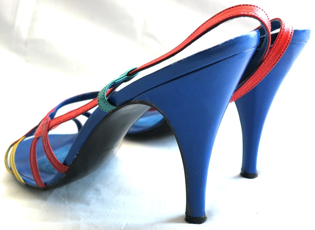 GEOFFREY BEENE early 1990's era colorful leather slingback heels 2