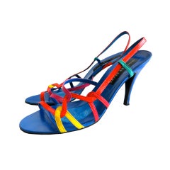 GEOFFREY BEENE early 1990's era colorful leather slingback heels