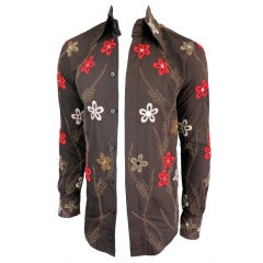DOLCE & GABBANA Men's floral bullion embroidery shirt