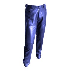 YVES SAINT LAURENT 1990's era purple leather pants