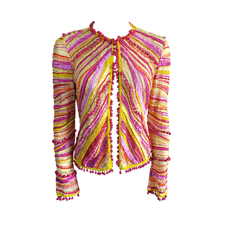 NAEEM KHAN Unworn hand beaded 
embroidered silk jacket