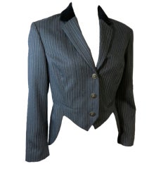 Vintage FUTURE OZBEK 1990's wool pinstripe cutaway jacket