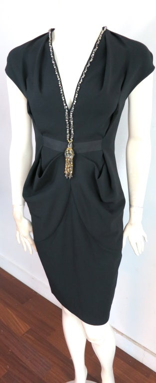 MOSCHINO Trompe l'oeil beaded necklace cocktail dress In New Condition In Newport Beach, CA