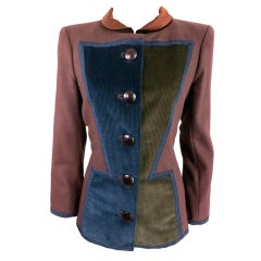 Vintage YVES SAINT LAURENT 1980 wool corduroy inset panel jacket