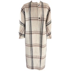 Retro GALANOS 1960's era mohair wool blanket plaid coat