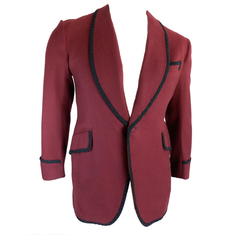 HENRY POOLE and CO. 1960's burgundy wool dinner jacket at 1stDibs