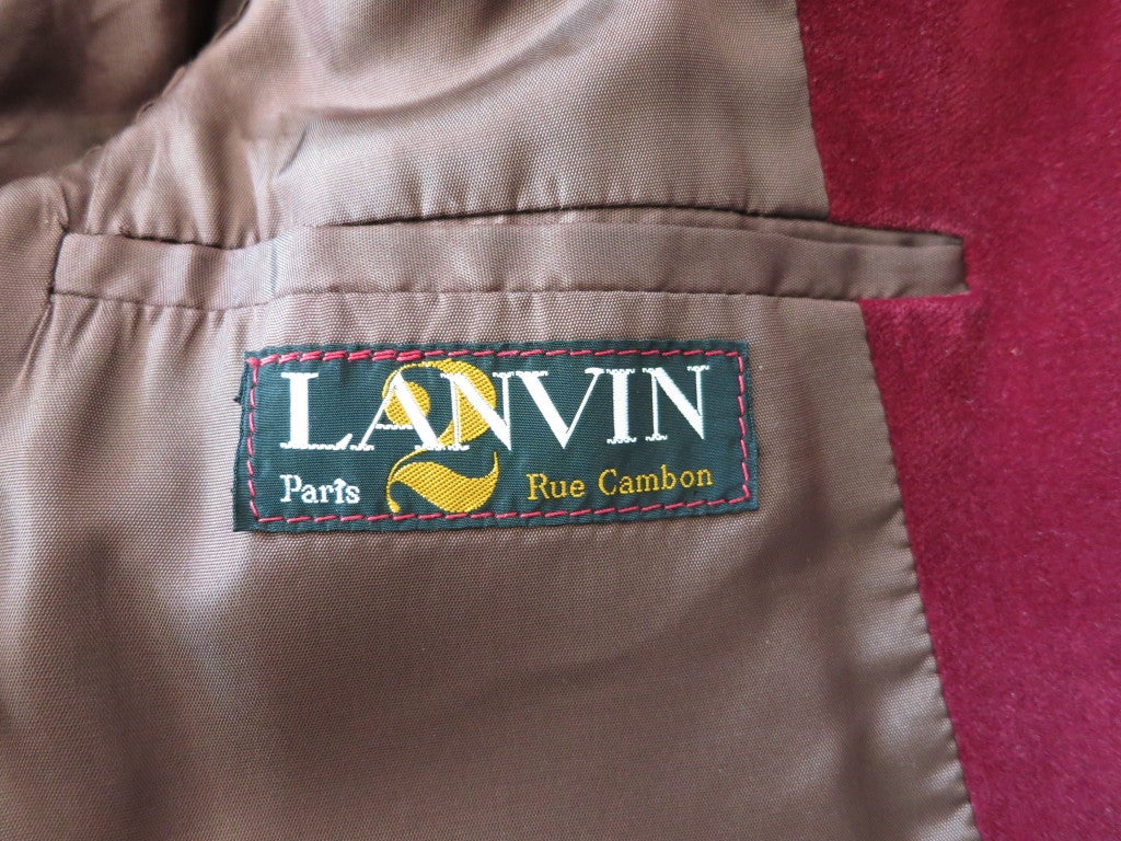 Vintage LANVIN PARIS 1970's mens burgundy velvet tuxedo suit 3
