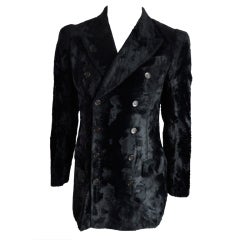 JEAN PAUL GAULTIER Black faux fur double breasted coat