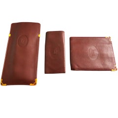 CARTIER PARIS leather trio wallet, key holder, and eyewear case