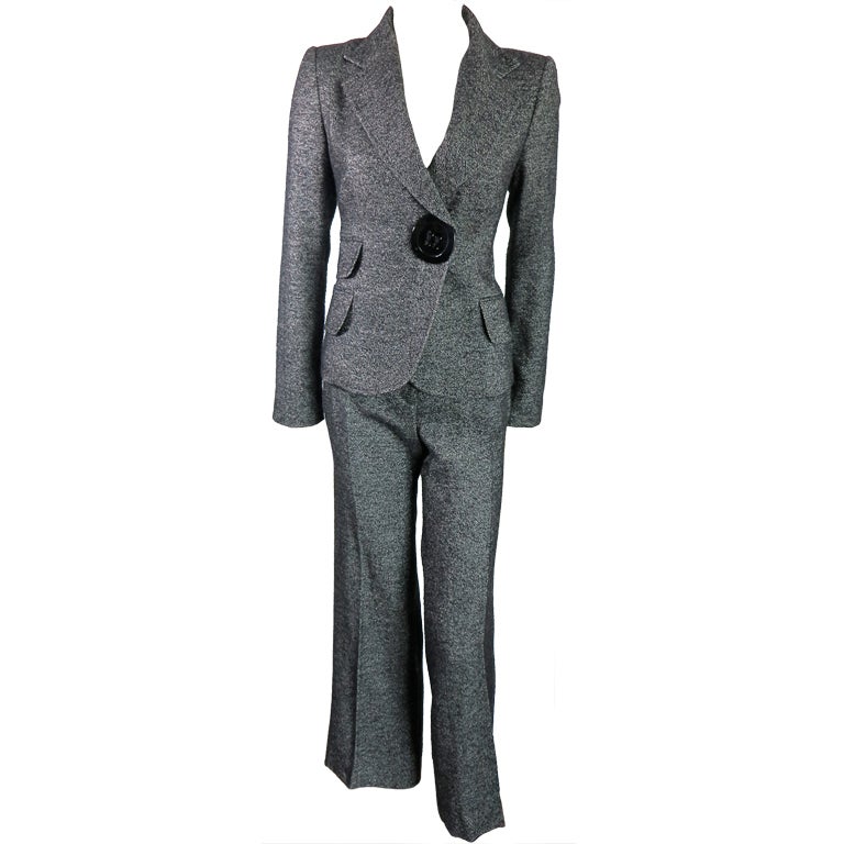 DOLCE 
GABBANA herringbone suit with oversized button detail