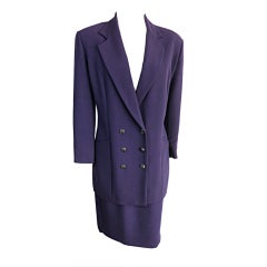 LANVIN PARIS 1980's era Purple wool skirt suit