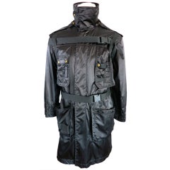 GAULTIER slick black nylon utility coat