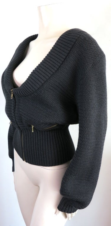 Women's Vintage AZZEDINE ALAIA winter weight wool blouson sweater jacket