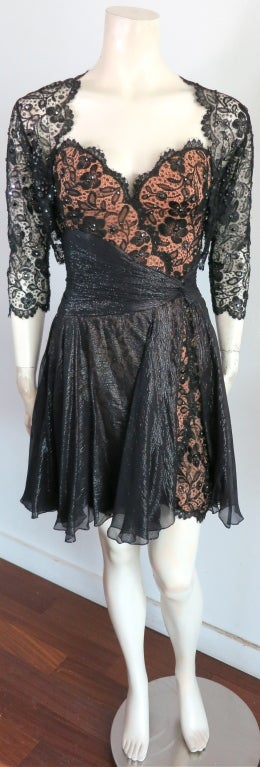 Vintage BOB MACKIE 1980 crystal embellished lace dress & jacket 1