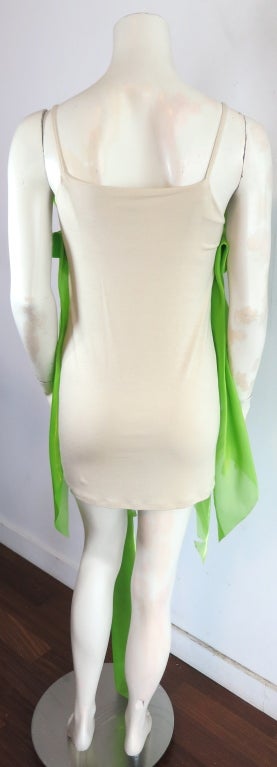 ISSEY MIYAKE green sateen pleated cascade dress For Sale 5
