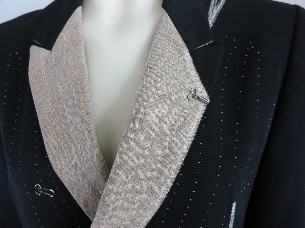YOHJI YAMAMOTO tailor's stitch double front blazer In Excellent Condition In Newport Beach, CA