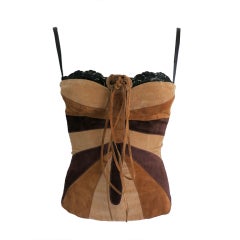 DOLCE & GABBANA suede and corduroy butterfly bustier