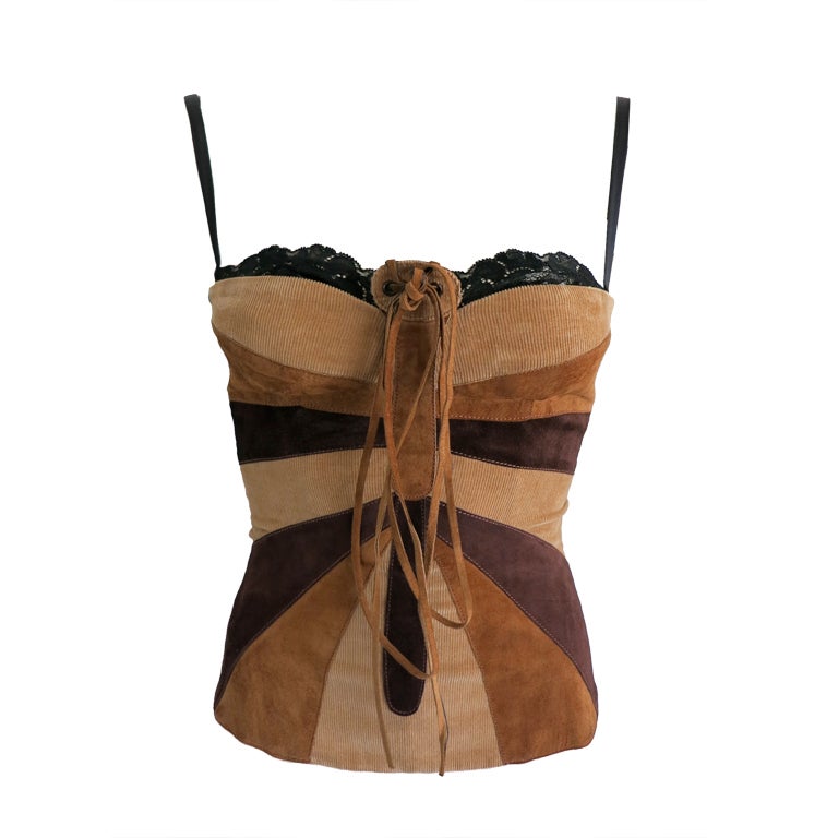 DOLCE & GABBANA suede and corduroy butterfly bustier