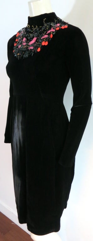 Women's Vintage ARNOLD SCAASI 1960's embellished black velvet dress