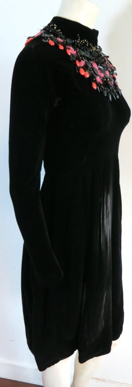 Vintage ARNOLD SCAASI 1960's embellished black velvet dress 1