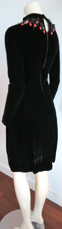 Vintage ARNOLD SCAASI 1960's embellished black velvet dress 2