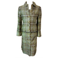 Unworn MALCOLM STARR 1970's era metallic brocade dress & jacket
