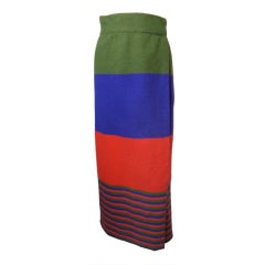 Vintage SONIA RYKIEL 1980's Multi-color stripe knit wrap skirt