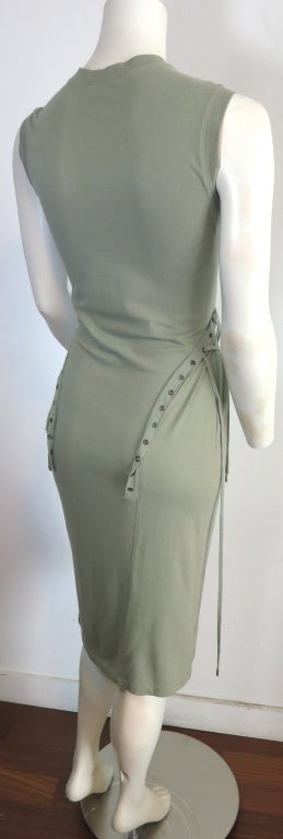 CHRISTIAN DIOR Green knit lacing detail tank dress 3