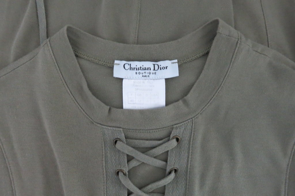 CHRISTIAN DIOR Green knit lacing detail tank dress 6