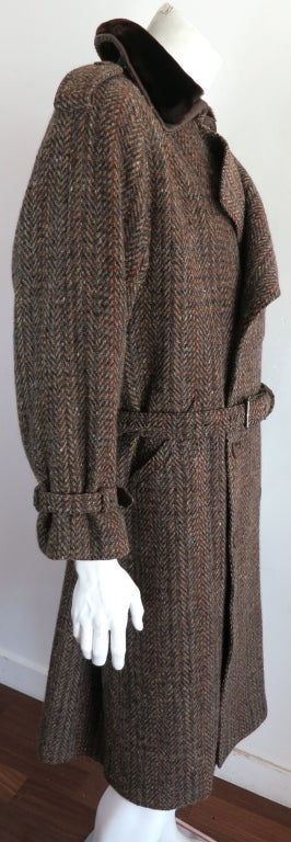 Vintage GUCCI Men's 1970's era herringbone tweed trench coat 4